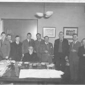 Harry Topley, Station Superintendent, sitting in the centre